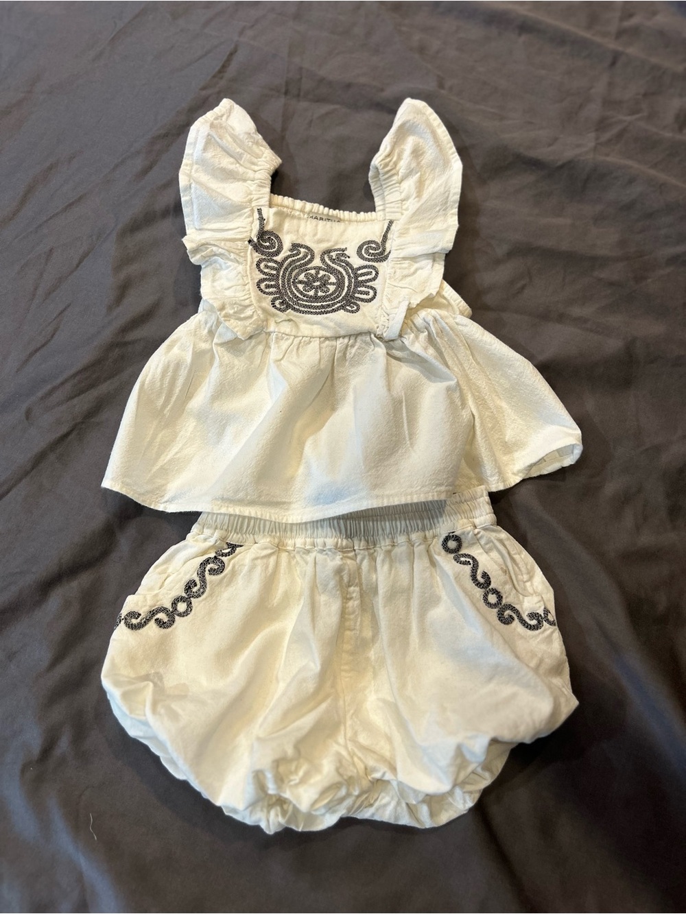 Habitual Cream Two-Piece Embroidered Set for Kids